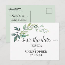 Cartão Postal De Anúncio Folhas de Eucalipto Verde Modernas em Aquarela