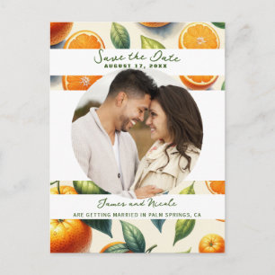 Cartão Postal De Anúncio Folhas de Laranja Citrino em Aquarela para Salvar 