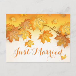 Cartão Postal De Anúncio Folhas de Outono Rústicas Casamento Laranja Apenas