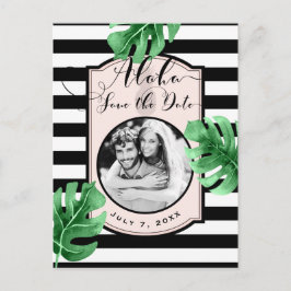 Cartão Postal De Anúncio Folhas Tropicais & Abacaxi Foto Salve a Data