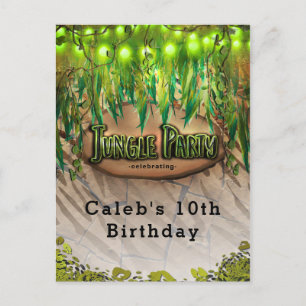 Cartão Postal De Anúncio FOLIA NA SELVA Cartaz do evento com folhas e estam