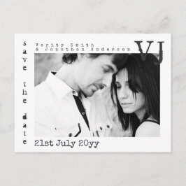 Cartão Postal De Anúncio Fonte Máquina de Escrever Salva a Data do Casament