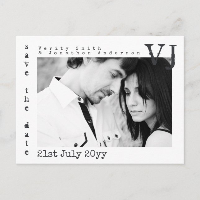 Cartão Postal De Anúncio Fonte Máquina de Escrever Salve o Dia do Casamento (Frente)