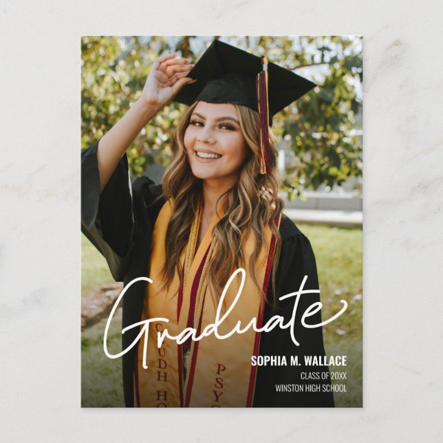 Cartão Postal De Anúncio Formando de Segundo grau de Fotografias Personaliz (Frente)