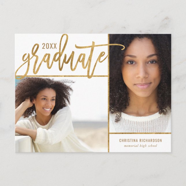 Cartão Postal De Anúncio Formatação Faux Gold Foil 2 Foto (Frente)