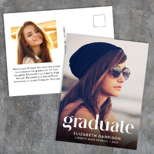 Cartão Postal De Anúncio Formatura de Foto de Tipografia Branca na Moda