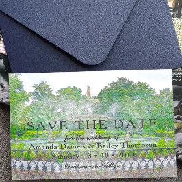 Cartão Postal De Anúncio Forsyth Fountain Watercolor Photo Save Date (Forsy