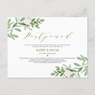 Cartão Postal De Anúncio Foto adiada de casamento - Greenery and White Flow