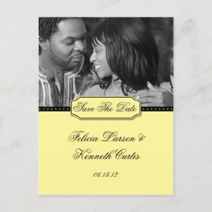 Cartão Postal De Anúncio Foto amarela e preta Salvar a data