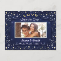 Foto Azul Marinho Dourado Branco Estrelas Save the