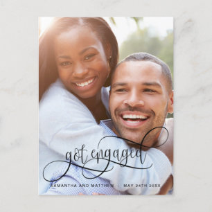 Cartão Postal De Anúncio Foto: Caligrafia em Preto, Noivado