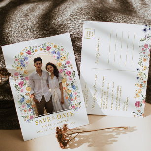 Cartão Postal De Anúncio Foto Colorida do Jardim de Flor Selvagem Salvar Da