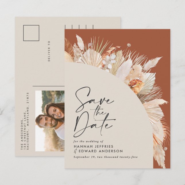 Cartão Postal De Anúncio Foto da relva-de-pampas da boêmia moderna (Frente/Verso)