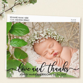 Cartão Postal De Anúncio Foto de Amor e Agradecimento de Bebê Novo Moderno