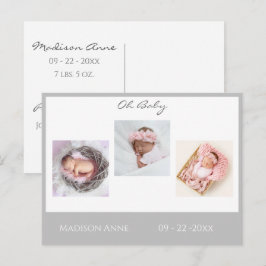 Cartão Postal De Anúncio Foto de Bebê Cinza Menino ou Menina Estatísticas N