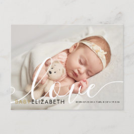 Cartão Postal De Anúncio Foto de Bebê Elegante Roteiro de Amor Agradeciment