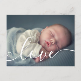 Cartão Postal De Anúncio Foto de Bebê Moderno Elegante Roteiro Simples Nasc