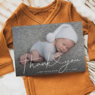Cartão Postal De Anúncio Foto De Bebê Obrigado A Escrever O Nascimento Do C
