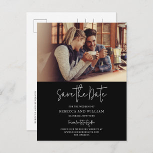 Cartão Postal De Anúncio Foto de casal com letra de mão Salvar a data