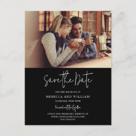 Cartão Postal De Anúncio Foto de casal com letra de mão Salvar a data