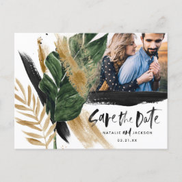 Cartão Postal De Anúncio Foto de casamento abstrato tropical moderno pintad