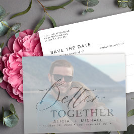 Cartão Postal De Anúncio Foto de casamento com roteiro moderno para salvar