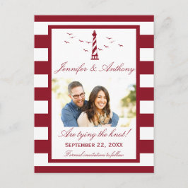Cartão Postal De Anúncio Foto De Casamento Do Farol Náutico Salvar A Data