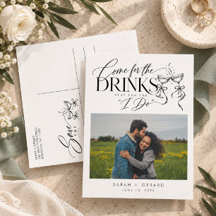 Cartão Postal De Anúncio Foto de casamento elegante e engraçada para salvar