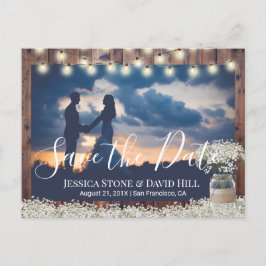 Cartão Postal De Anúncio Foto de casamento floral de bebê Salve a data