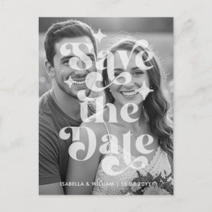 Cartão Postal De Anúncio Foto de Casamento Moderno Retro Save The Date