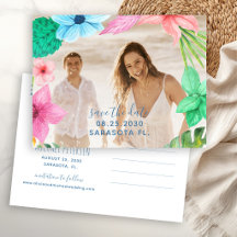 Foto de casamento na praia tropical salvar a data