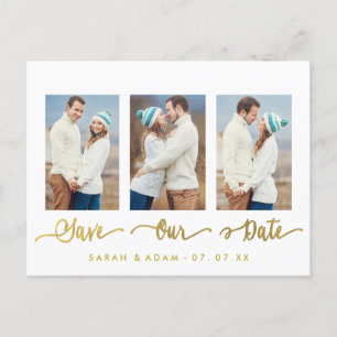 Cartão Postal De Anúncio Foto de Colagem Dourada Salva o Cartão-Postal de D