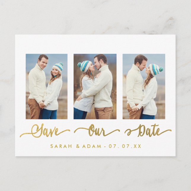 Cartão Postal De Anúncio Foto de Colagem Dourada Salva o Cartão-Postal de D (Frente)