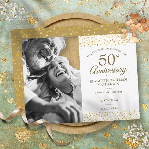 Cartão Postal De Anúncio Foto de data de salvamento do 50º aniversário Gold