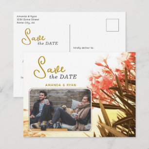 Cartão Postal De Anúncio Foto de Flor de Oleandro Laranja Casamento Save th