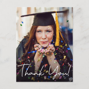 Cartão Postal De Anúncio Foto de Formatura Mensagem Personalizada Obrigado