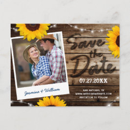 Cartão Postal De Anúncio Foto de girassol Casamento de madeira rustica Salv