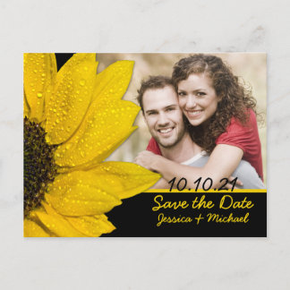 Cartão Postal De Anúncio Foto de Girassol Casamento Salve o Cartão-postal
