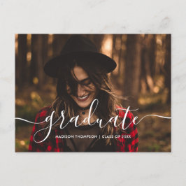 Cartão Postal De Anúncio Foto de Graduação de Caligrafia de Script Chic