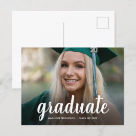 Cartão Postal De Anúncio Foto de Graduação de Caligrafia de Script Elegante