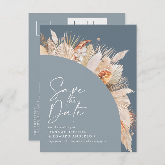 Cartão Postal De Anúncio Foto de grama azul-pampas, poeirona moderna, (Frente/Verso)