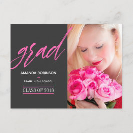 Cartão Postal De Anúncio Foto de lançamento do Formando rosa-quente