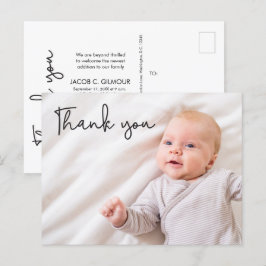 Cartão Postal De Anúncio Foto de nascimento de menino moderno personalizada
