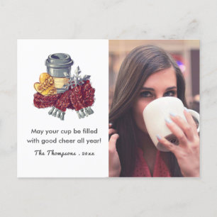 Cartão Postal De Anúncio Foto de saudação de Natal do Café Lover