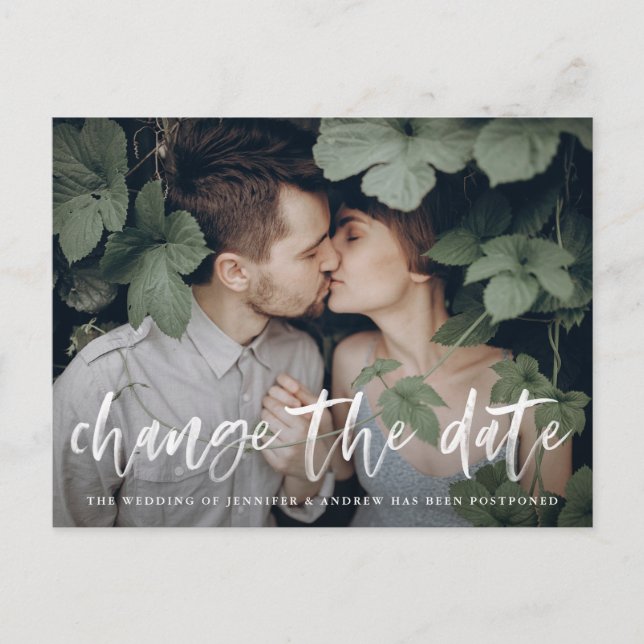 Cartão Postal De Anúncio Foto de Script Brutado Moderno - Alterar a Data (Frente)