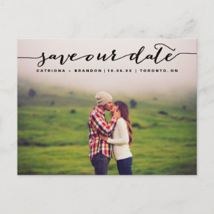 Cartão Postal De Anúncio Foto de Script Manuscrito Preto Salva Nossa Data