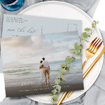 Cartão Postal De Anúncio Foto De Script Moderno Elegante Salvar O Casamento<br><div class="desc">Caligrafia moderna com rabo de porco e seu anúncio de casamento de fotos favorito salve o cartão postal</div>