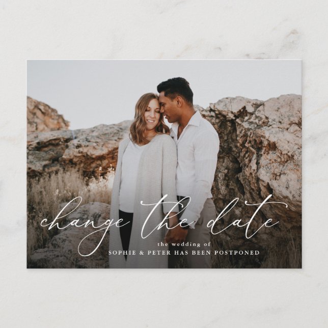 Cartão Postal De Anúncio Foto de Script Simplesmente Elegante Alterar a Dat (Frente)