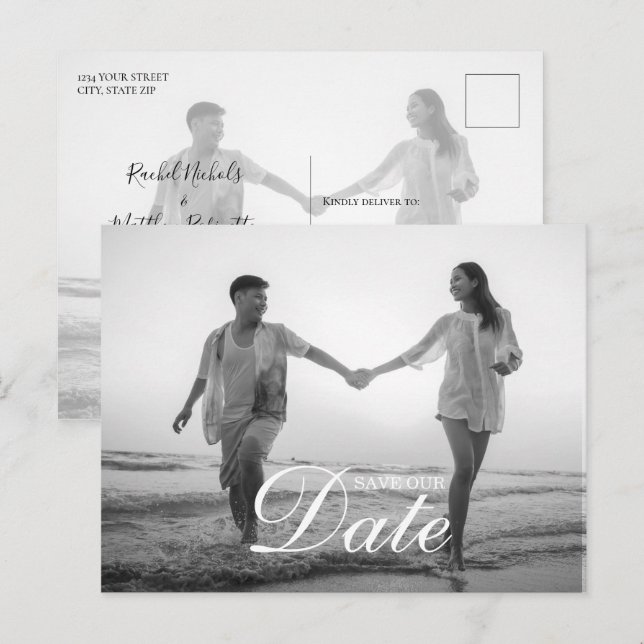 Cartão Postal De Anúncio Foto de Sobreposição de Script Moderno Simples (Frente/Verso)