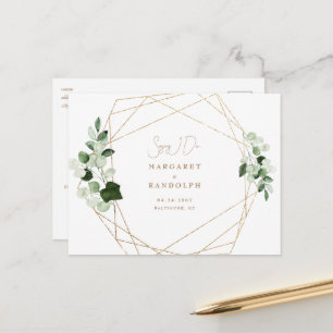 Cartão Postal De Anúncio Foto do Casal Contemporâneo de Folhagem Salva a Da